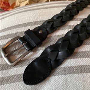 Black Braided Leather Belt